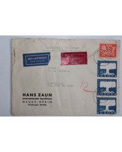 Enveloppe timbres Allemagne flora Europa par avion exprès 1957