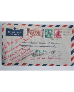 Enveloppe Inde par avion erreur adresse Versailles champs Élysée 1971