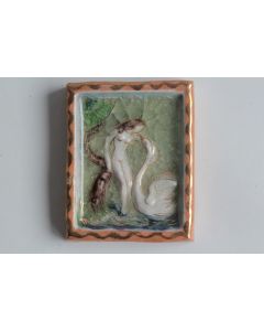 Bas relief Terre cuite émaillée Léda et le Cygne