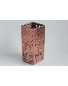 Vase verre cuivre gravé Art Nouveau