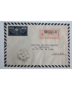 Enveloppe air mail Saigon-A Indochine 1948