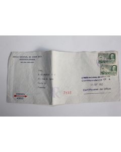 Enveloppe air mail Banco Costa Rica cachet Wishington DC pour Paris 1952