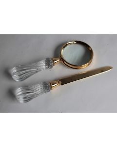 Coupe papier Ouvre lettre et Loupe Cristal