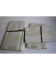Nappe + 12 serviettes mi - fil en damassé or 140/280