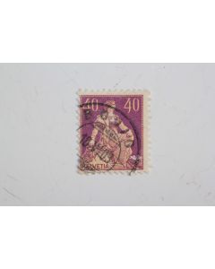 Timbres Suisse Helvétie à l'épée 40cts type1 obl 1908-1940