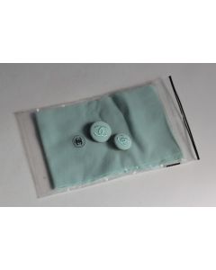 CHANEL Boutons tissu brodé bleu vintage
