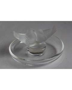 LALIQUE Baguier cristal Deux colombes Oiseaux