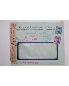 Enveloppe air mail Égypte Caire censor 1949