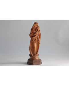Ancienne Vierge à l'enfant en bois sculpté
