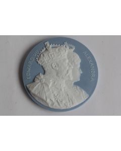 SEVRES Médaillon porcelaine biscuit Edward VII Alexandra