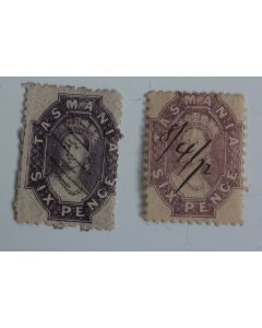 Timbres Colonie anglaise Tasmanie Victoria six pence 1864-1870