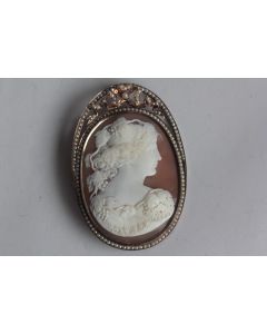 Boucle de ceinture Camée coquillage vermeil perles XIXe siècle