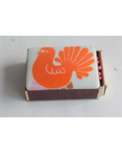 Étui Boite d'allumettes porcelaine Oiseau 1960 vintage