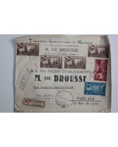 Enveloppe air mail Transports Internationaux M.de Brousse 1947