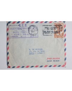 Enveloppe air mail Port Gentil Afrique équatoriale Française 1955