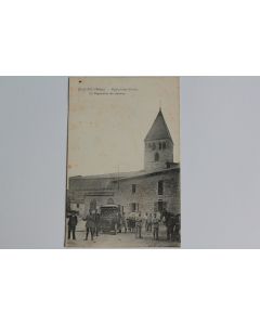 CPA Rhône Beaujeu Église Saint-Nicolas Réquisition des Chevaux