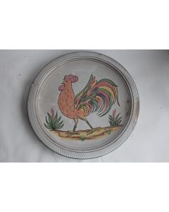 Plat céramique émaillée Coq Vallauris