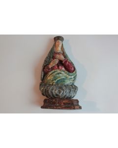 Ancienne Vierge bois sculpté polychrome