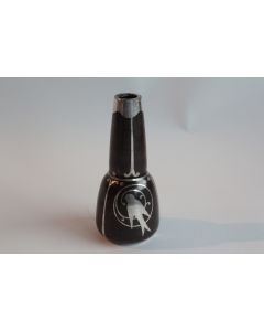 Petit vase verre émaillé marron et argent Hirondelle Dinanderie