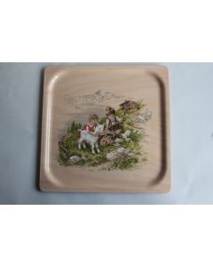 Plateau vintage mélamine Enfants Chèvre Chalet Suisse Platex