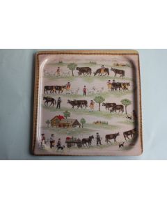 Plateau vintage mélamine Vaches Suisse Platex