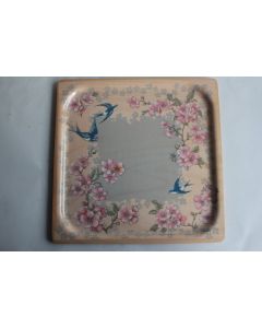 Plateau vintage mélamine Hirondelles Fleurs de cerisiers Platex