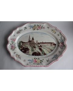 Grand plat faïence Zurich Église du St Esprit et Grand Hôpital à Bern