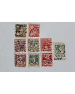 Ensemble Timbres Suisse Pro juventute Hélvétie et Costume 1913-1917 obl