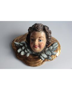 Ancien Putti bois polychrome et doré