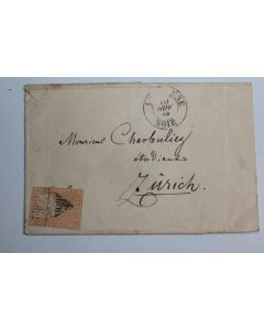 Enveloppe Timbres Suisse Helvétie assise 20 cts 3e émission 1859