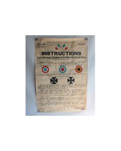 Affiche Instructions atterrissage Aéroplanes zones armées Guerre 14-18