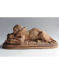 Louis BARYE Sculpture plâtre Tigre en dévorant un gavial