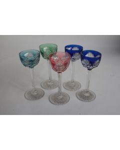 SAINT LOUIS 5 Verres à liqueur cristal colorés Roemer