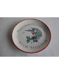 Giovanni DE SIMONE Plat céramique Poisson Espadon Italie