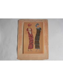 Estampe Pochoir sur claque Mode robe Maison Crépatte & Strauss 1930