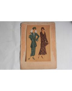 Estampe Pochoir Mode robe Maison Crépatte & Strauss 1930 Art Déco