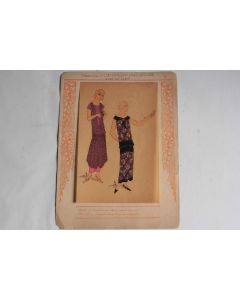 Estampe Pochoir Mode robe Maison Crépatte & Strauss 1930 Art Déco
