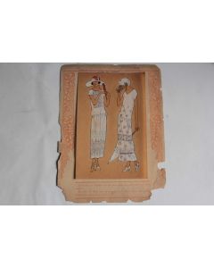 Estampe Pochoir Mode robe Maison Crépatte & Strauss 1930 Art Déco