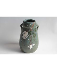 Ancien Vase céramique émaillée Fleurs Autriche