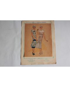 Estampe Pochoir Mode robe Maison Crépatte & Strauss 1930 Art Déco
