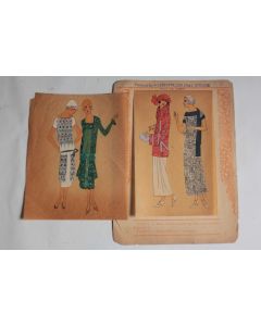 Estampe Pochoir Mode robe Maison Crépatte & Strauss 1930 Art Déco