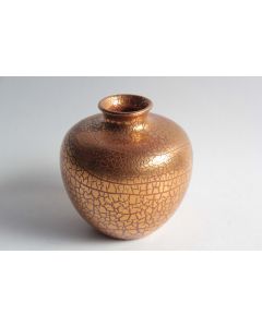 Vase céramique émaillée or craquelé
