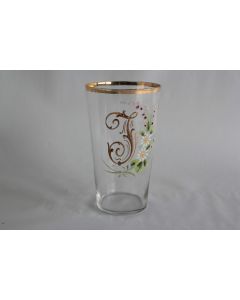 Ancien verre émaillé Souvenir Lettre J