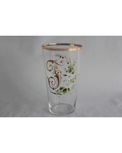 Ancien verre émaillé Souvenir Lettre F