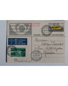 CPA Entier postale Suisse Lausanne par avion 1937