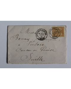 Enveloppe affranchie type sage 25c oblitération Ambumlant N°10 1881