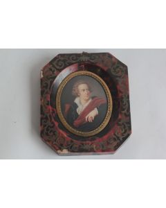 Ancienne miniature cadre marqueterie Boulle