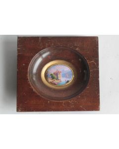 Peinture miniature émaux sur cuivre Château de Chillon Suisse