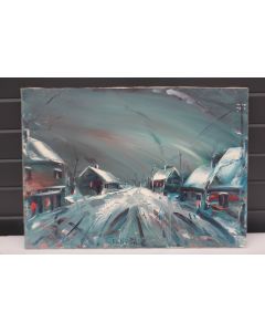 Tableau Peinture Alberto SANVITALE Village sous la neige 1974