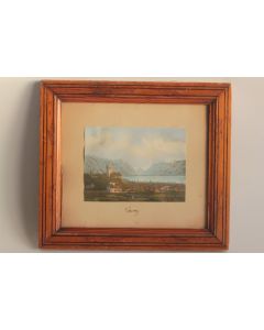 Peinture miniature Vue de Vevey Suisse